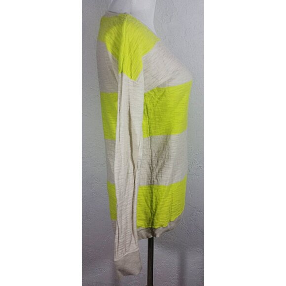 Express Top Small Striped Long Sleeve Multi Color Sheer Neon Scoop Neck - Picture 2 of 6